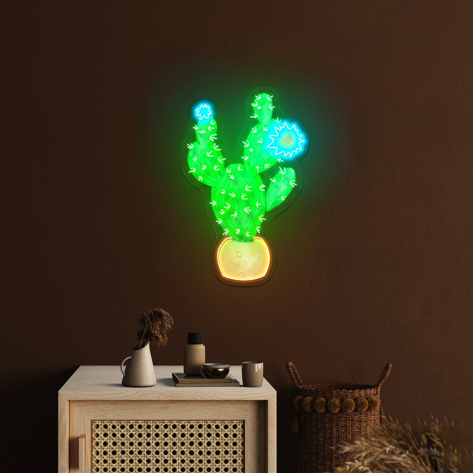 Cactus With Pink Flower Neon Signs - Shineneon