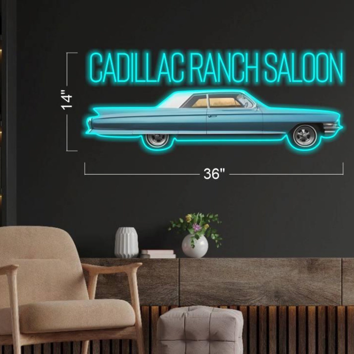 Cadillac Ranch Saloon Retro Teal Car Led Neon Sign For Home Bar Decor-1 | Shineneon