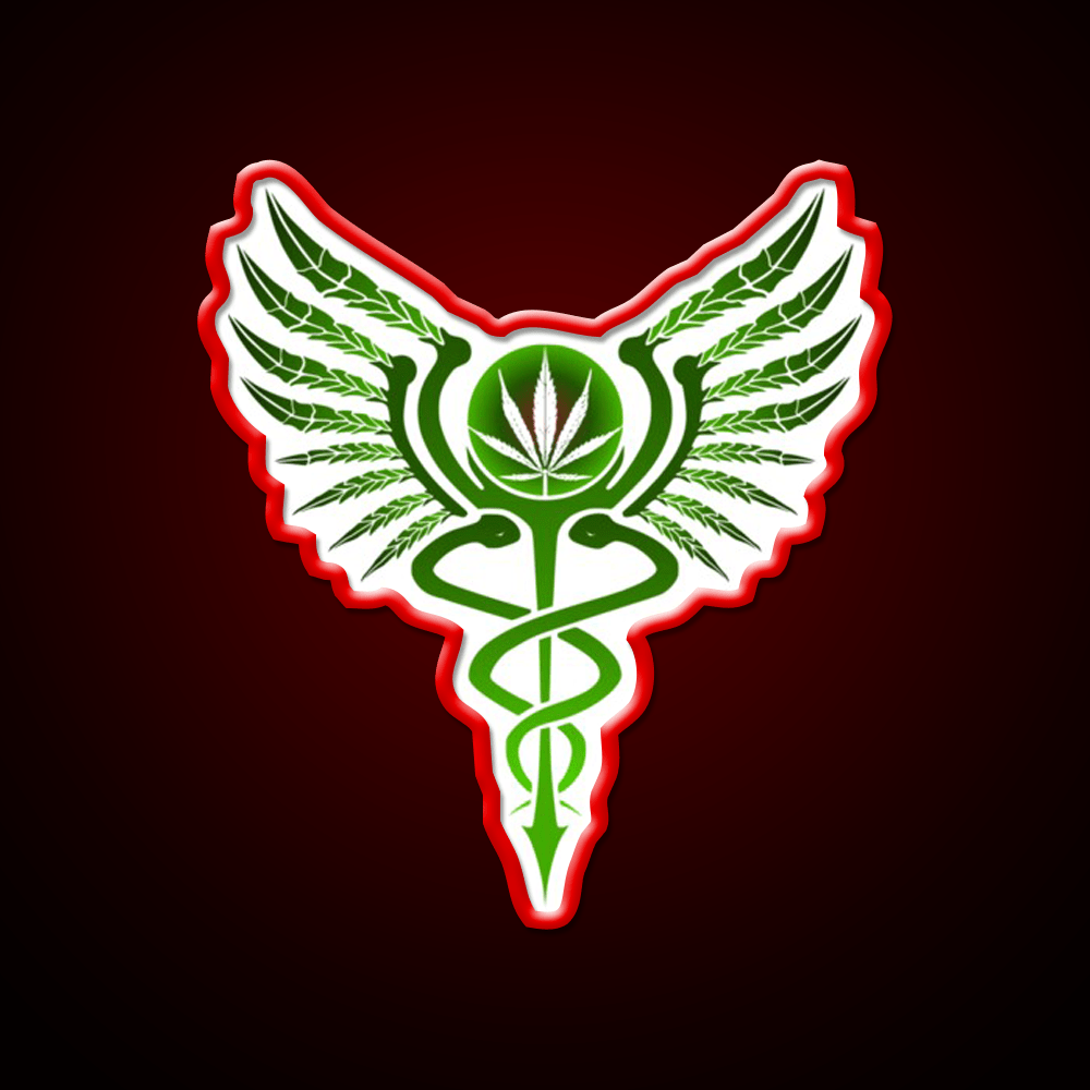 Caduceus Medicine Symbol Of Hermes Green Leaf Led Neon Sign Rgb Color - Shineneon