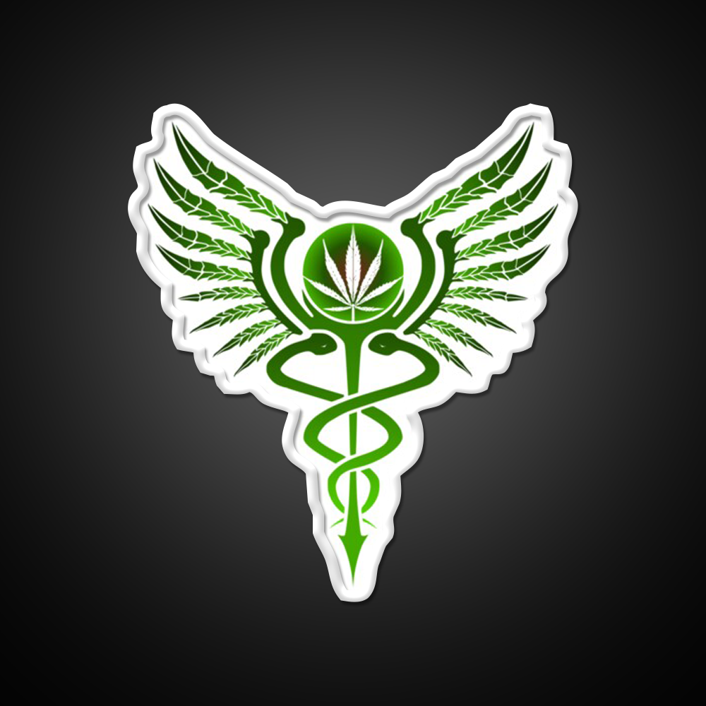 Caduceus Medicine Symbol Of Hermes Green Leaf Led Neon Sign Rgb Color - LED neon sign view 11