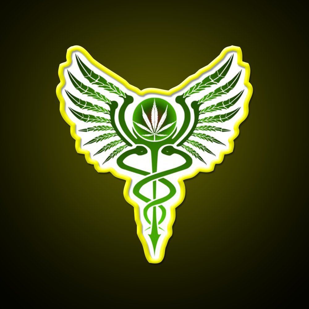Caduceus Medicine Symbol Of Hermes Green Leaf Led Neon Sign Rgb Color - LED neon sign view 7