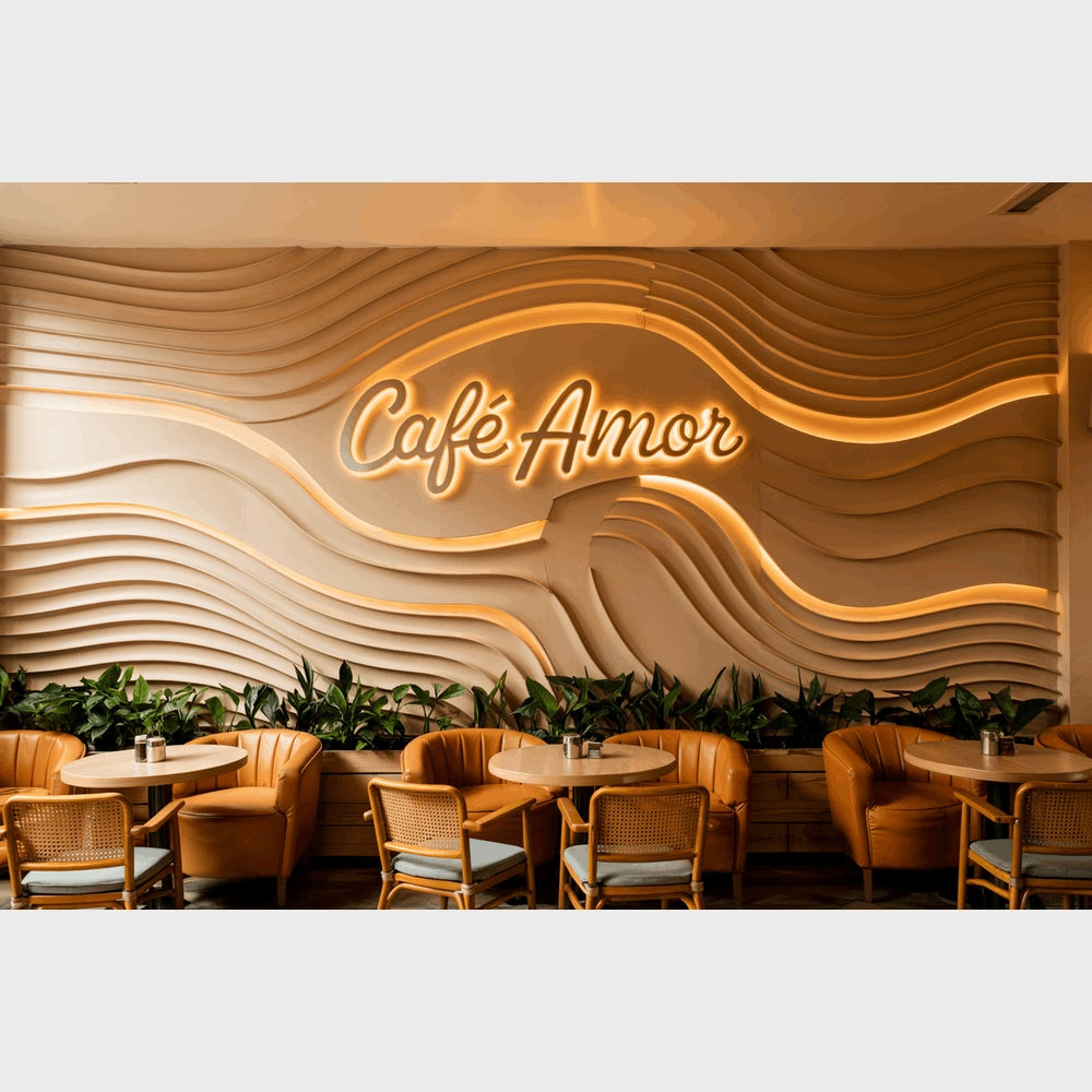 Cafe Amos 3D Backlit Channel Letters Led Light Sign