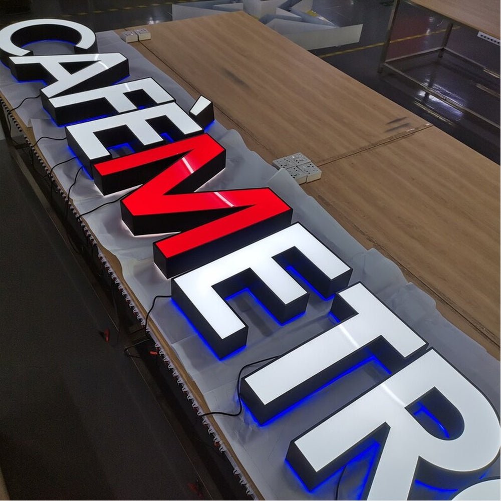 Cafe Metre 3D Frontlit And Backlit Channel Letter Led Light Sign - Shineneon