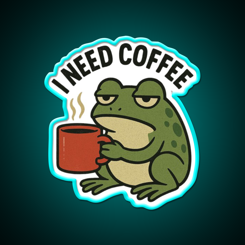 Caffeinated Frog Vibes Cafe Led Neon Sign Espresso Bar Art Rgb Color