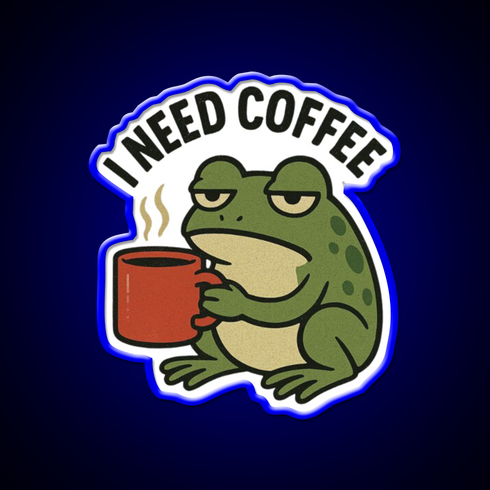 Caffeinated Frog Vibes Cafe Led Neon Sign Espresso Bar Art Rgb Color