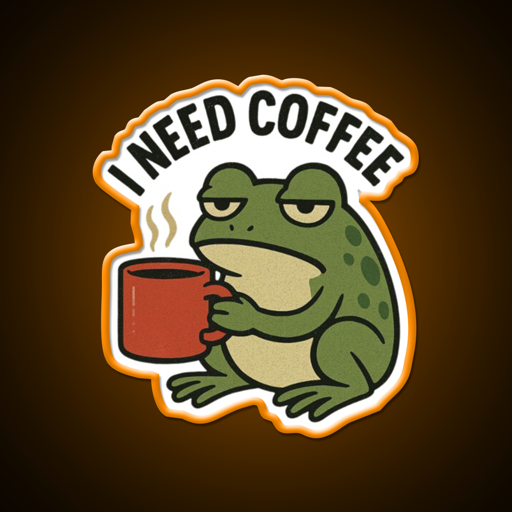 Caffeinated Frog Vibes Cafe Led Neon Sign Espresso Bar Art Rgb Color
