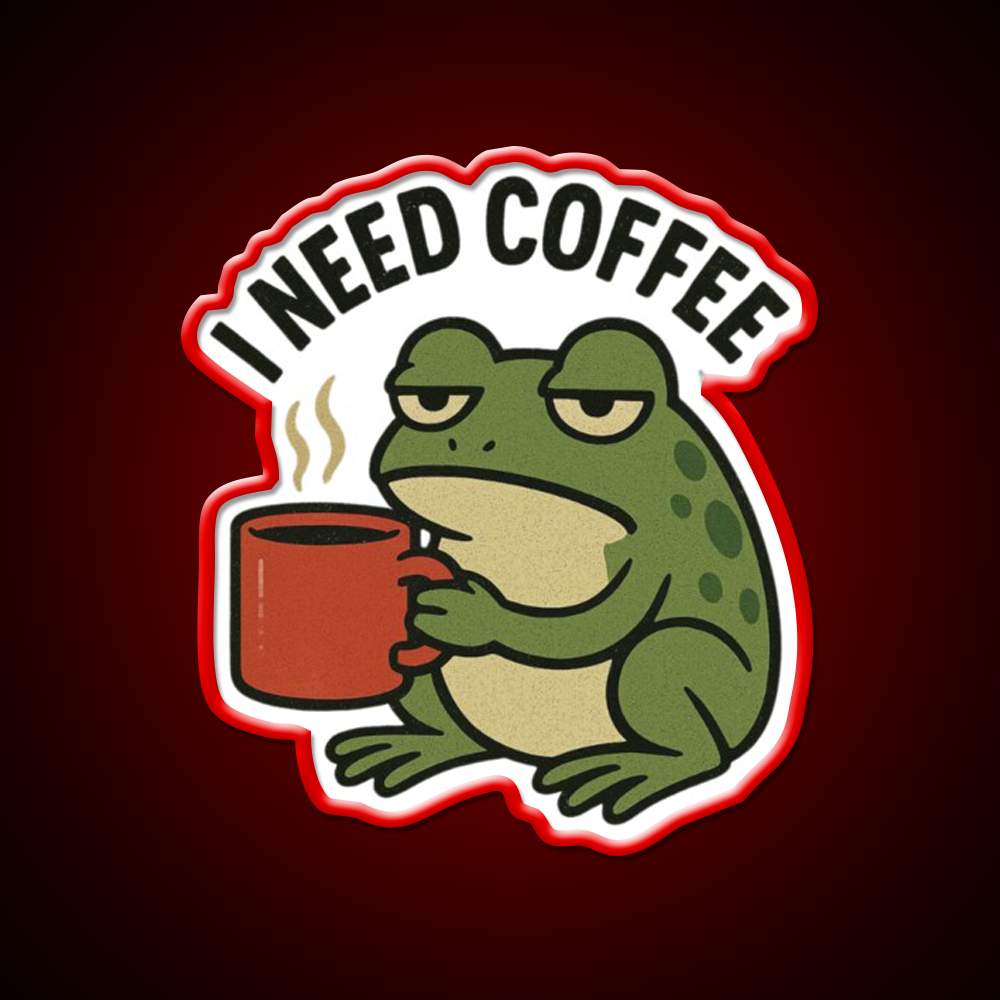 Caffeinated Frog Vibes Cafe Led Neon Sign Espresso Bar Art Rgb Color