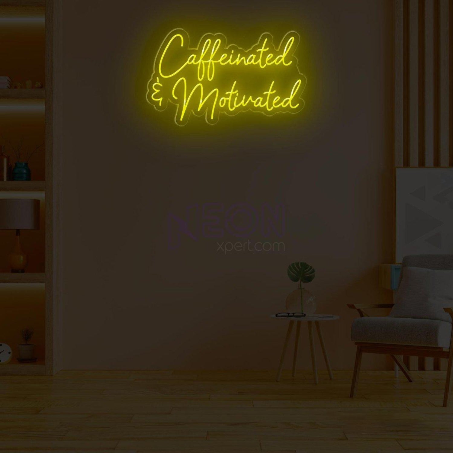 Caffeinated Motivated White Led Neon Sign For Cafe Home Office Wall Decor | Shineneon