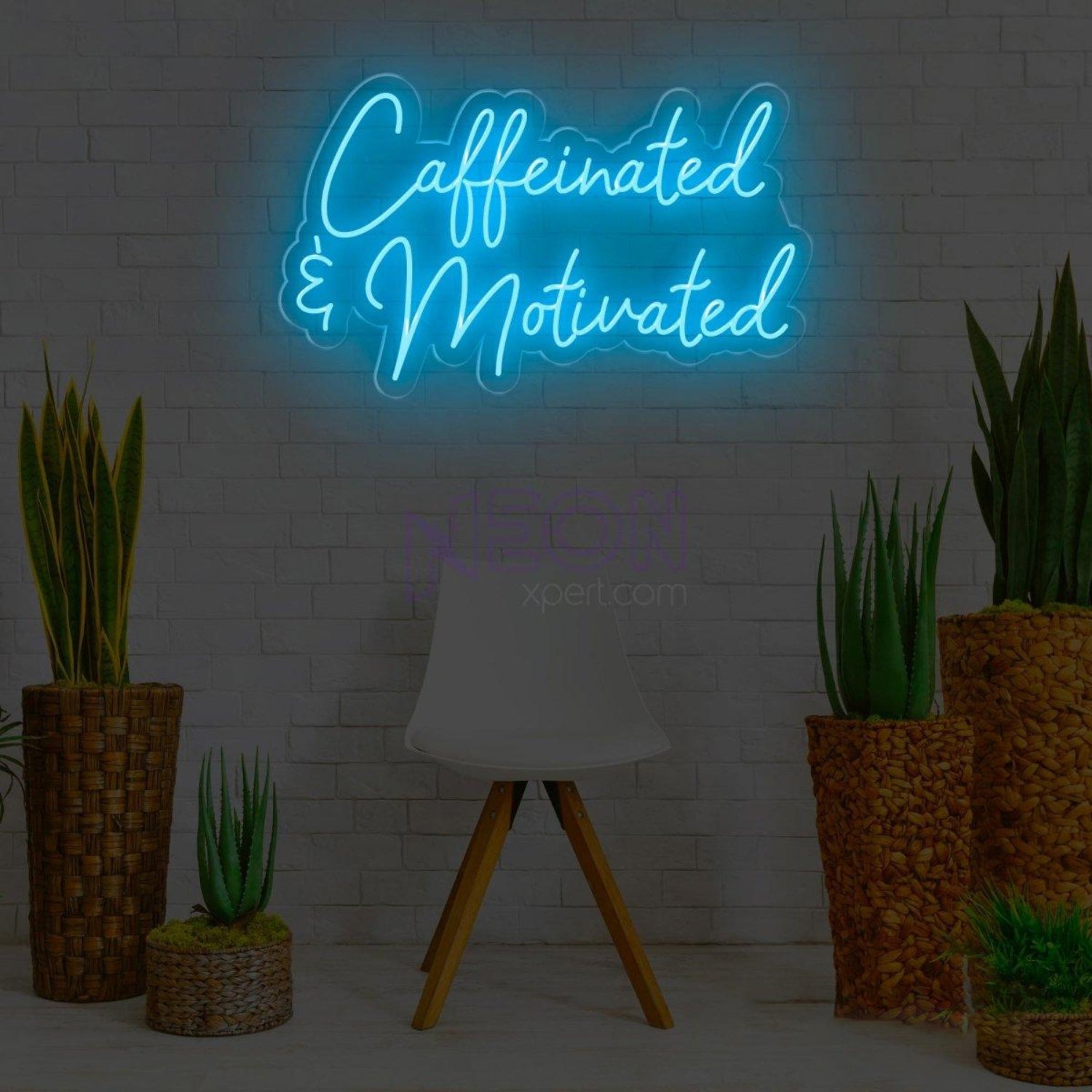 Caffeinated Motivated White Led Neon Sign For Cafe Home Office Wall Decor | Shineneon
