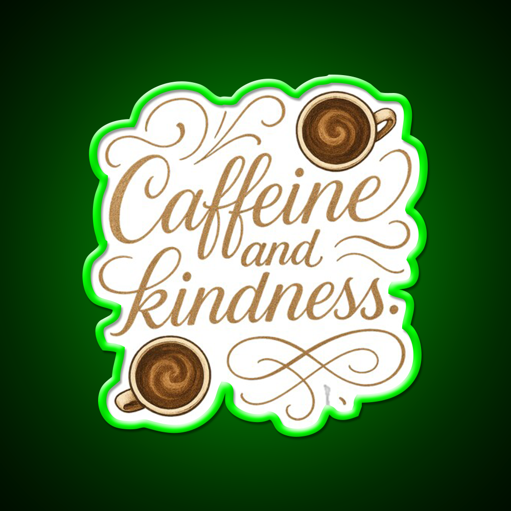 Caffeine And Kindness Positive Cafe Led Neon Sign Espresso Bar Art Rgb Color