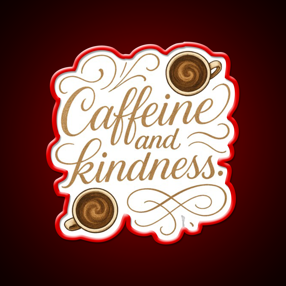 Caffeine And Kindness Positive Cafe Led Neon Sign Espresso Bar Art Rgb Color