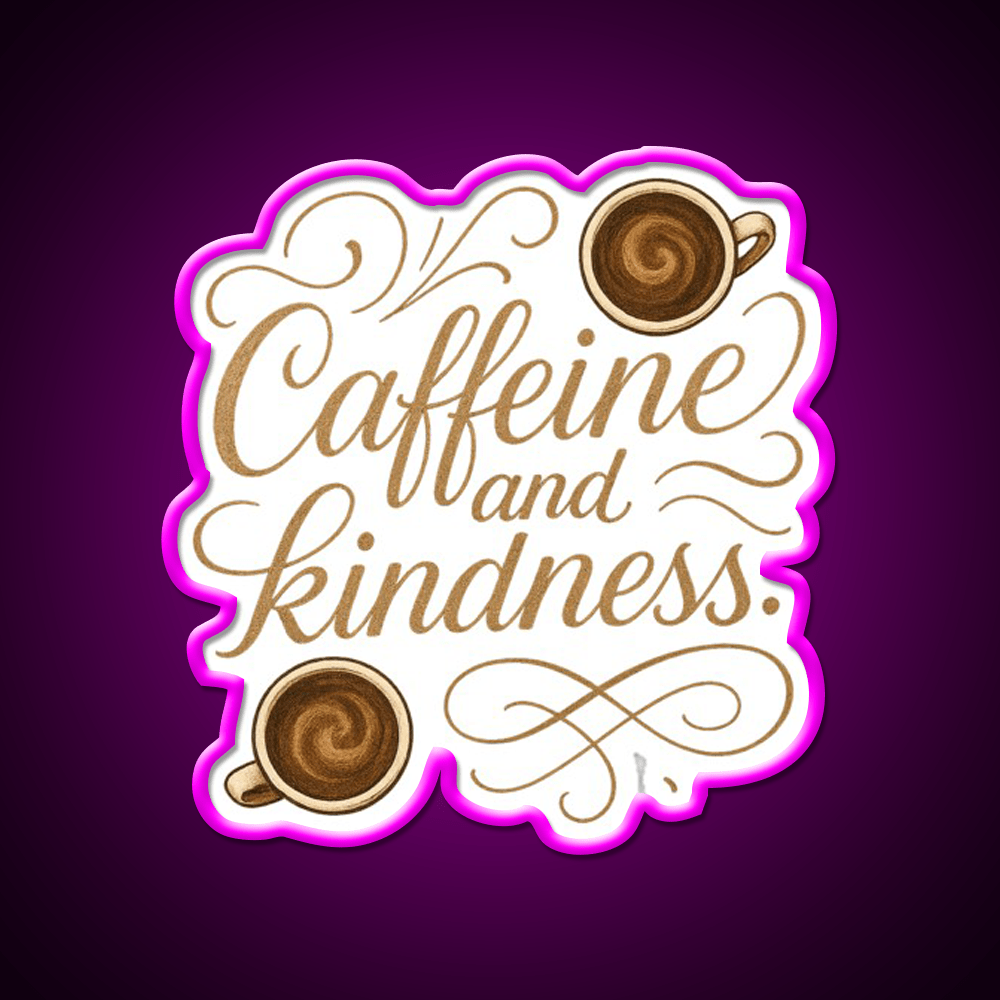 Caffeine And Kindness Positive Cafe Led Neon Sign Espresso Bar Art Rgb Color - Shineneon