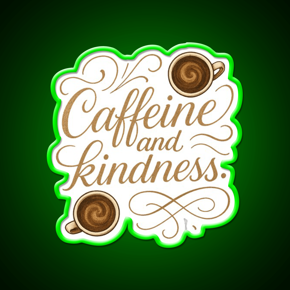 Caffeine And Kindness Positive Cafe Led Neon Sign Espresso Bar Art Rgb Color - Shineneon