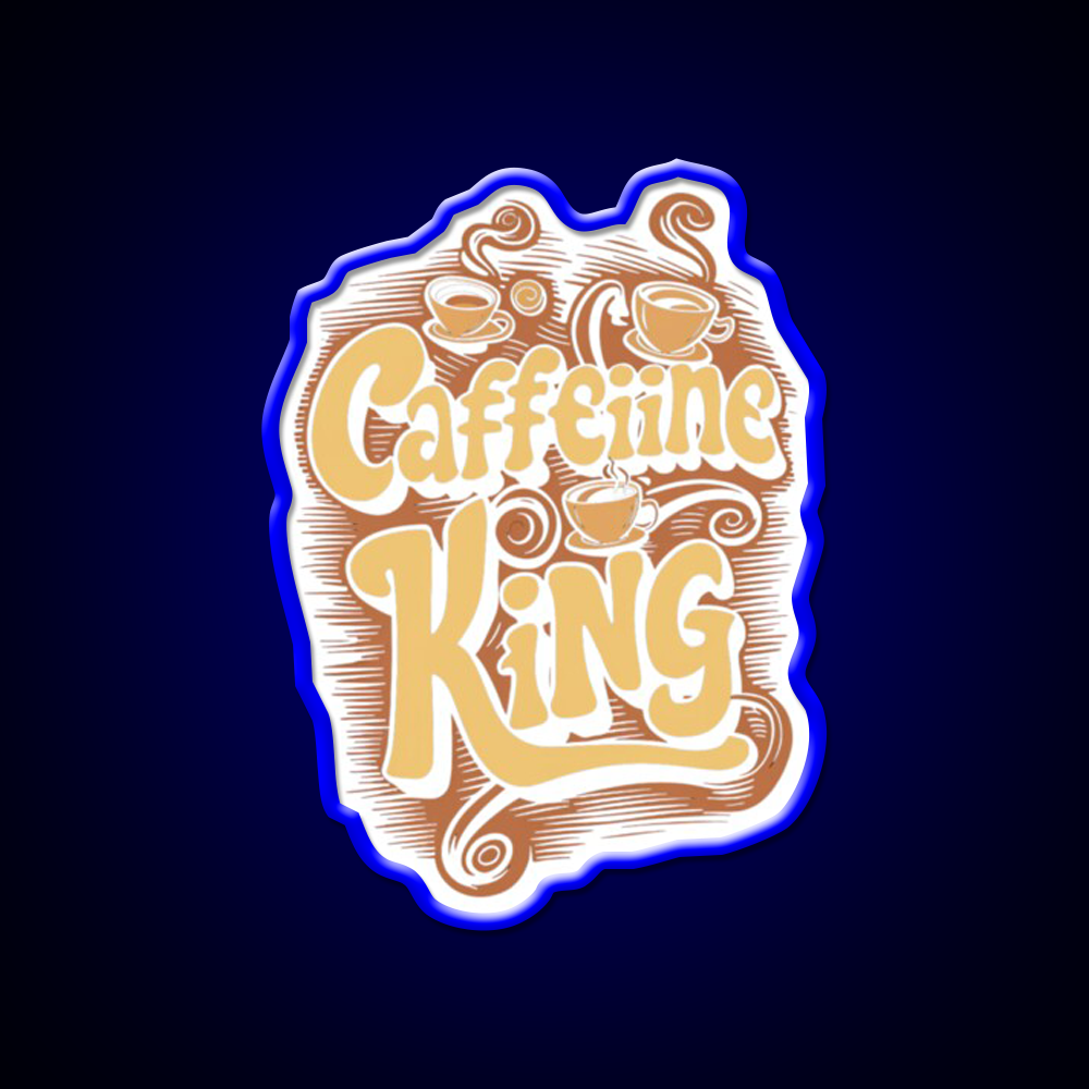 Caffeine King Rule Your Coffee Kingdom Led Neon Sign Espresso Bar Art Rgb Color