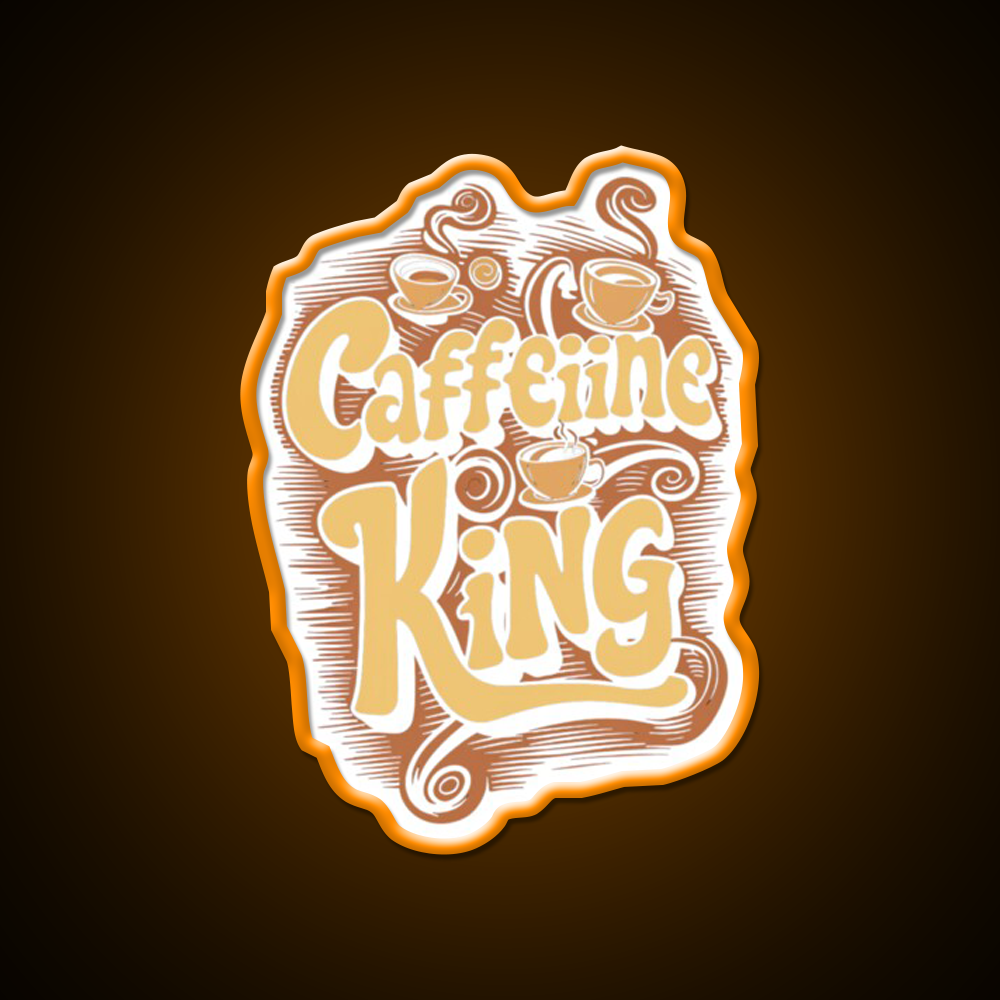 Caffeine King Rule Your Coffee Kingdom Led Neon Sign Espresso Bar Art Rgb Color
