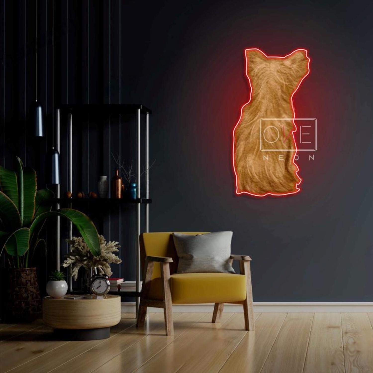 Cairn Terrier Teal Cat Silhouette Led Neon Sign For Artistic Home Decor | Shineneon