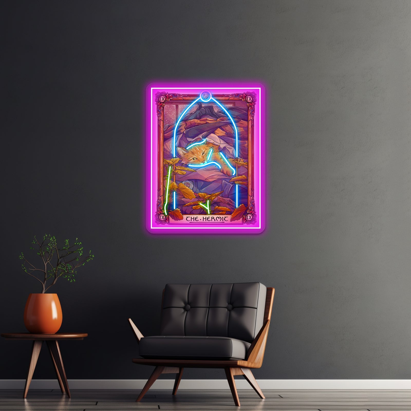 Calamity Jane The Hermit Wynonna Earp Tarot Artwork Business Neon Sign - LED neon sign close-up detail