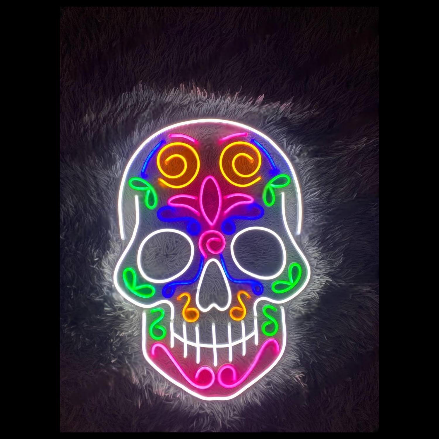 Calavera Multicolor Dia De Los Muertos Led Neon Sign For Bar Party Decor | Shineneon