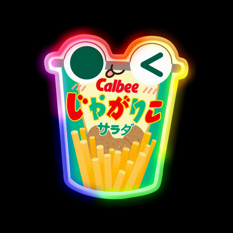 Calbee Potato Sticks Snack Food Led Neon Sign Rgb Color - LED neon sign close-up detail