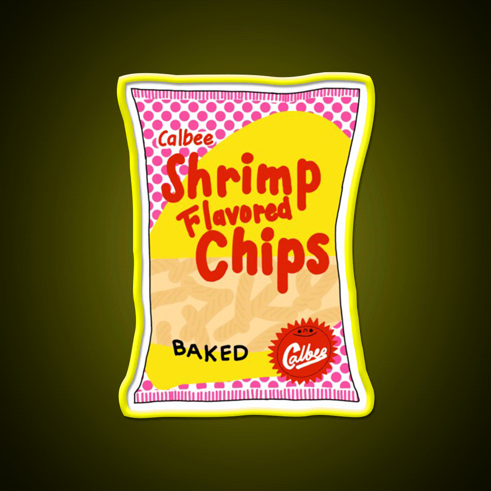 Calbee Shrimp Chips Snack Food Led Neon Sign Rgb Color - Custom LED neon sign front view