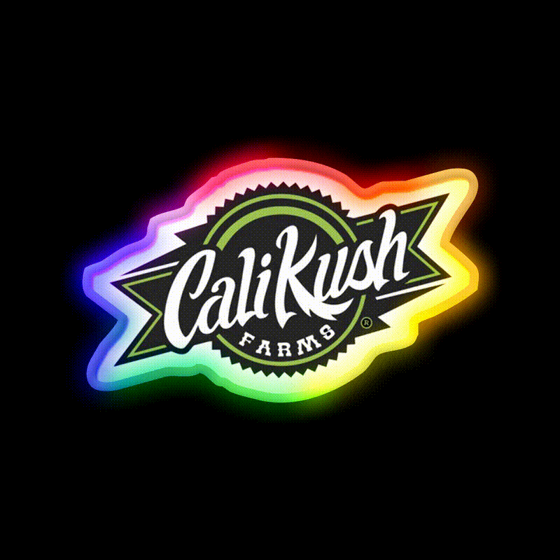 Cali Kush Farms Hemp Inspired Green Leaf Led Neon Sign Rgb Color - LED neon sign close-up detail