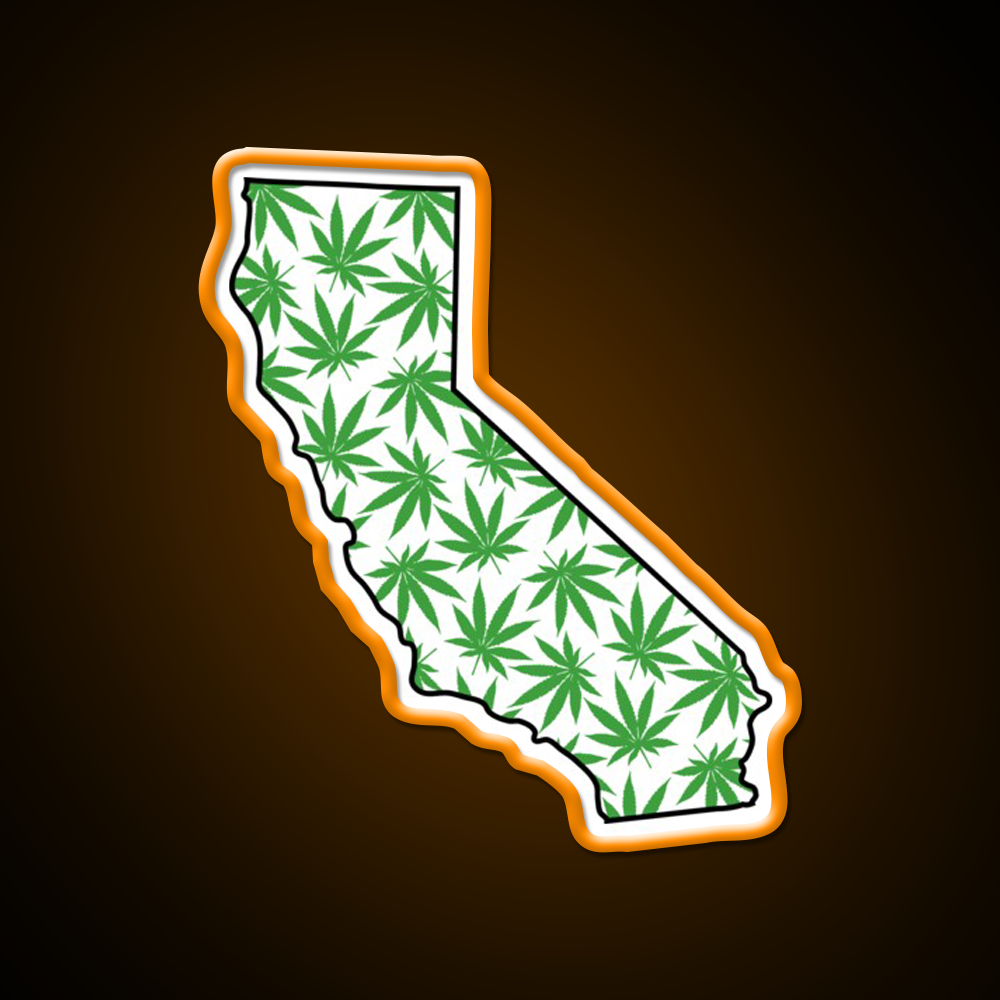 California Ca Weed Leaf Pattern Hemp Inspired Green Leaf Led Neon Sign Rgb Color - LED neon sign view 6