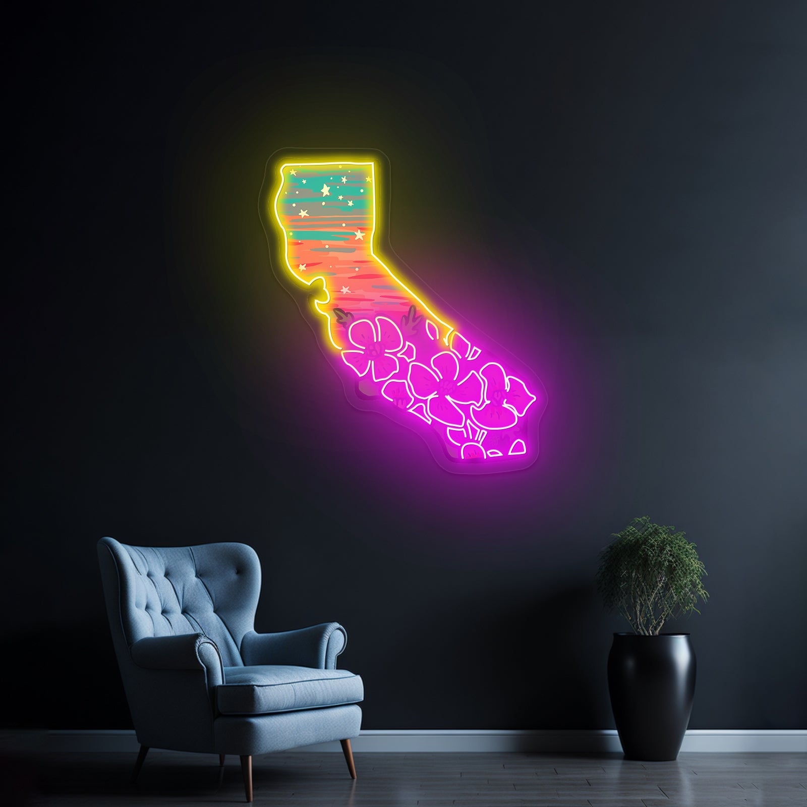 California Neon Signs Sunshine Flowers Led Lights - Shineneon