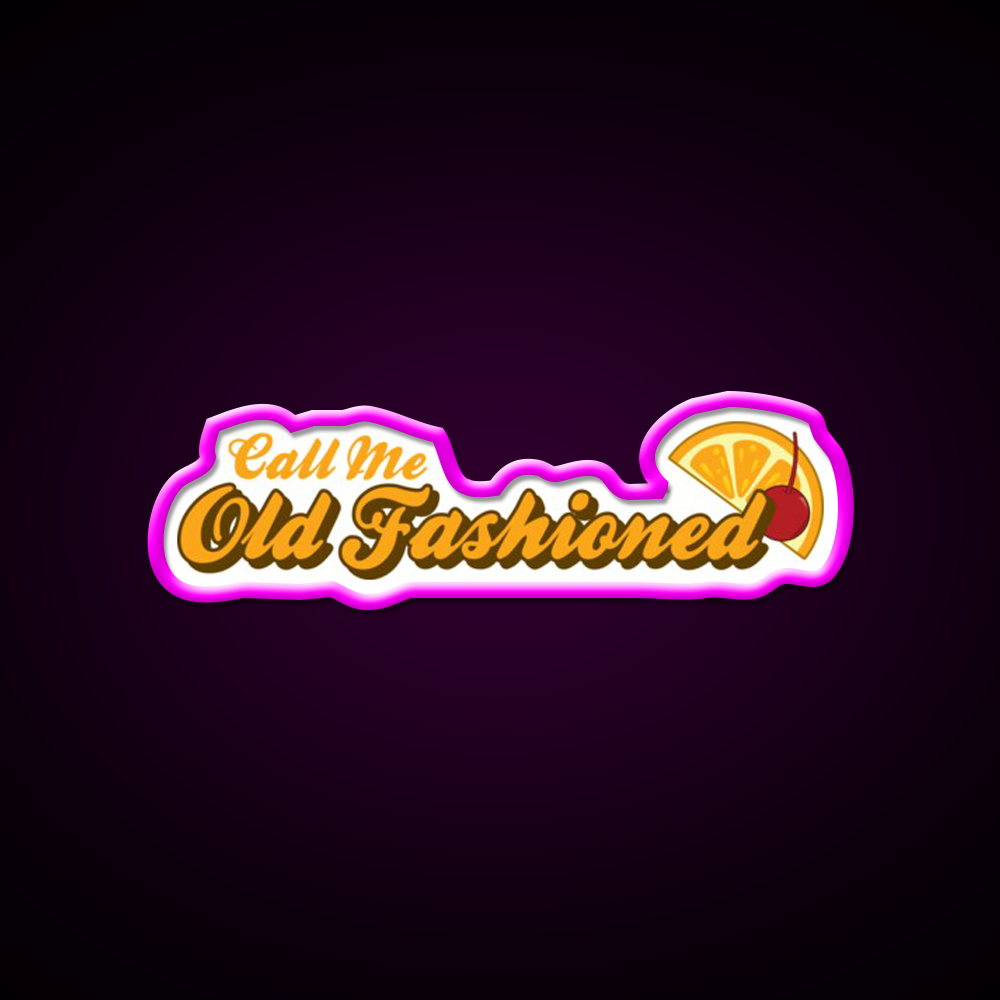 Call Me Old Fashioned Orange Cherry Cocktail Bar Decor Led Neon Sign Rgb Color - Neon sign mounted on wall in room