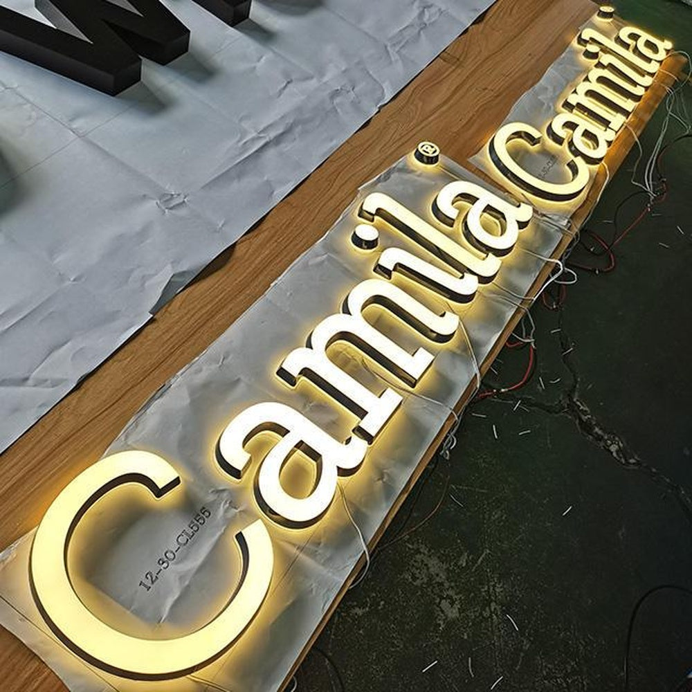 Camila 3D Front And Back Lit Letters Metal Led Sign