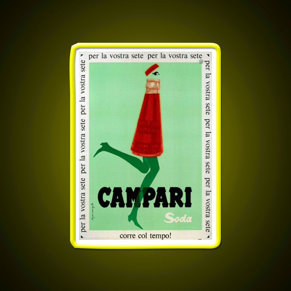Campari Print Cocktail Bar Decor Led Neon Sign Rgb Color - Custom LED neon sign front view