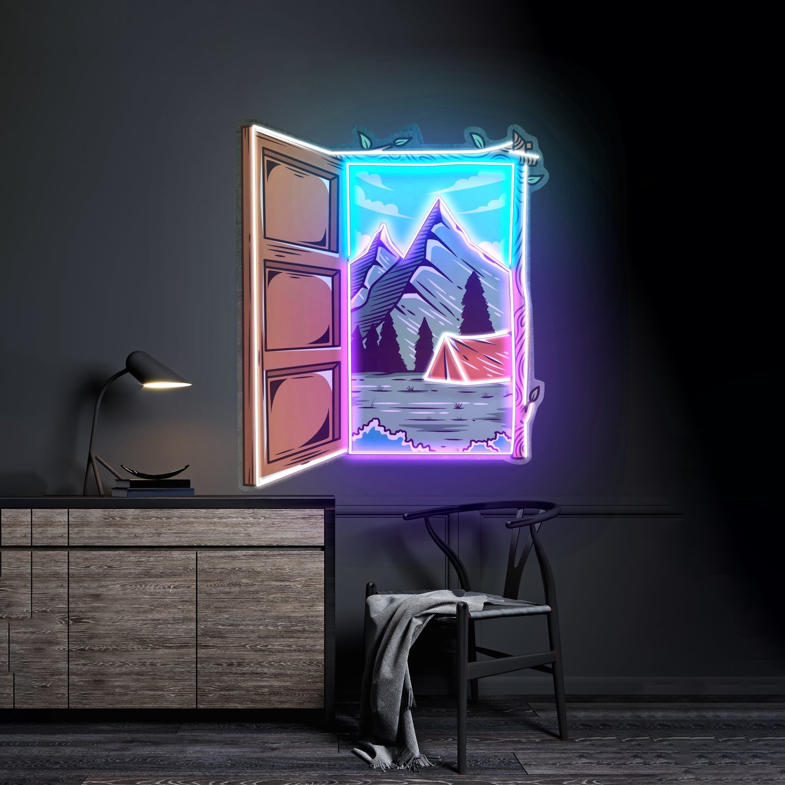 Camping On Hills Led Neon Sign Light Custom Led Signs - Shineneon