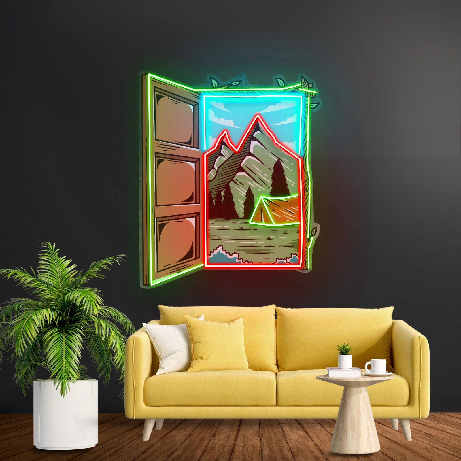 Camping On Hills Led Neon Sign Light Custom Led Signs - Shineneon