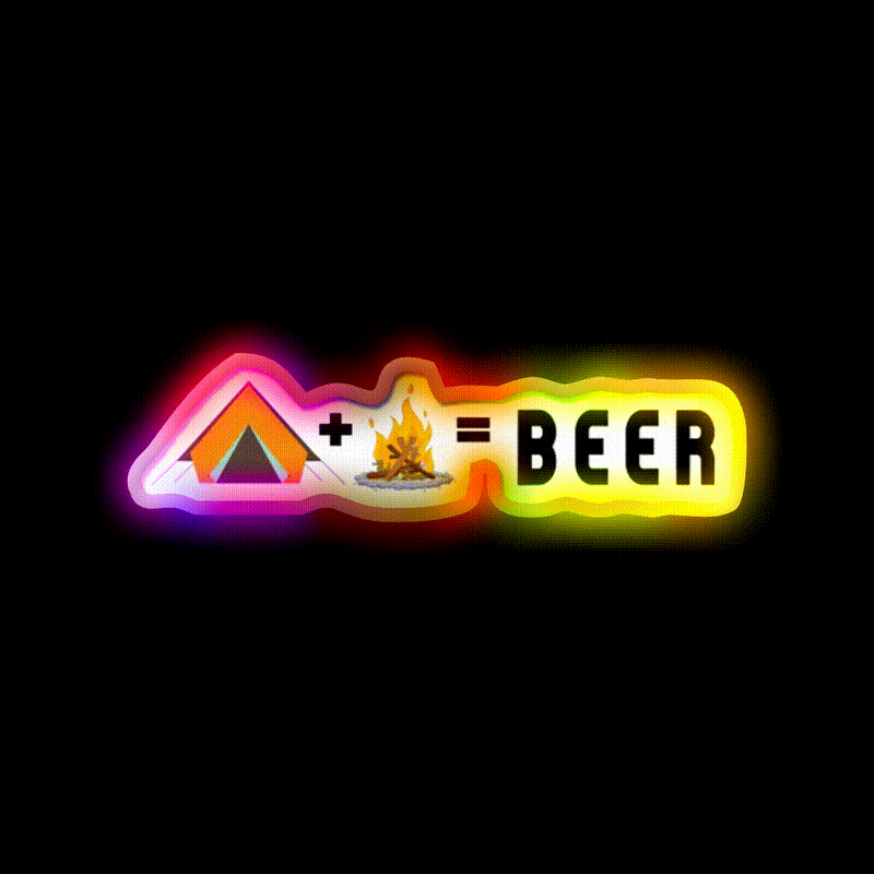 Camping Plus Campfire Equal Beer Bar Decor Led Neon Sign Rgb Color - LED neon sign close-up detail