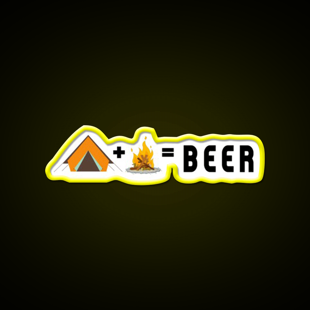 Camping Plus Campfire Equal Beer Bar Decor Led Neon Sign Rgb Color - Custom LED neon sign front view