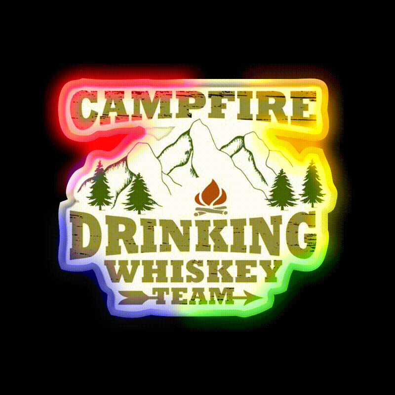 Camping Sayings Whiskey Jokes Humor Whiskey Drink Bar Led Neon Sign Rgb Color