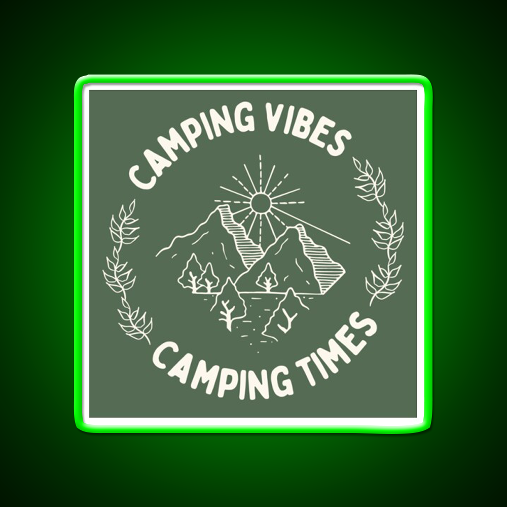 Camping Vibes Cafe Led Neon Sign Espresso Bar Art Rgb Color