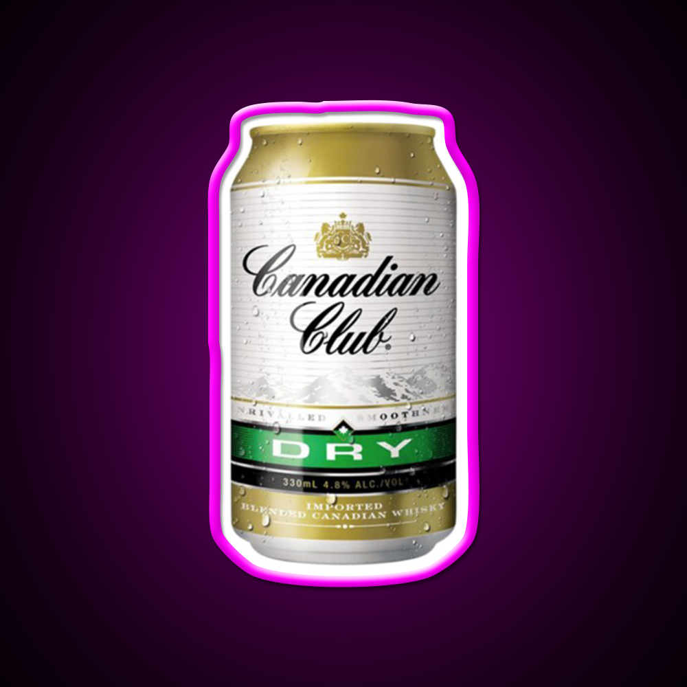 Canadian Club Dry Beer Bar Decor Led Neon Sign Rgb Color - Neon sign mounted on wall in room