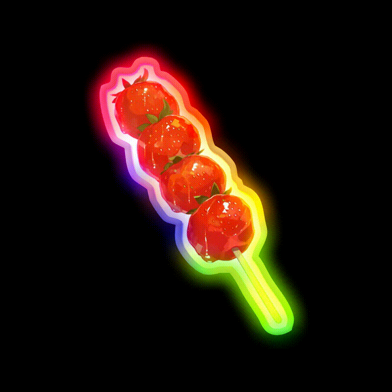 Candied Strawberry Snack Food Led Neon Sign Rgb Color - LED neon sign close-up detail