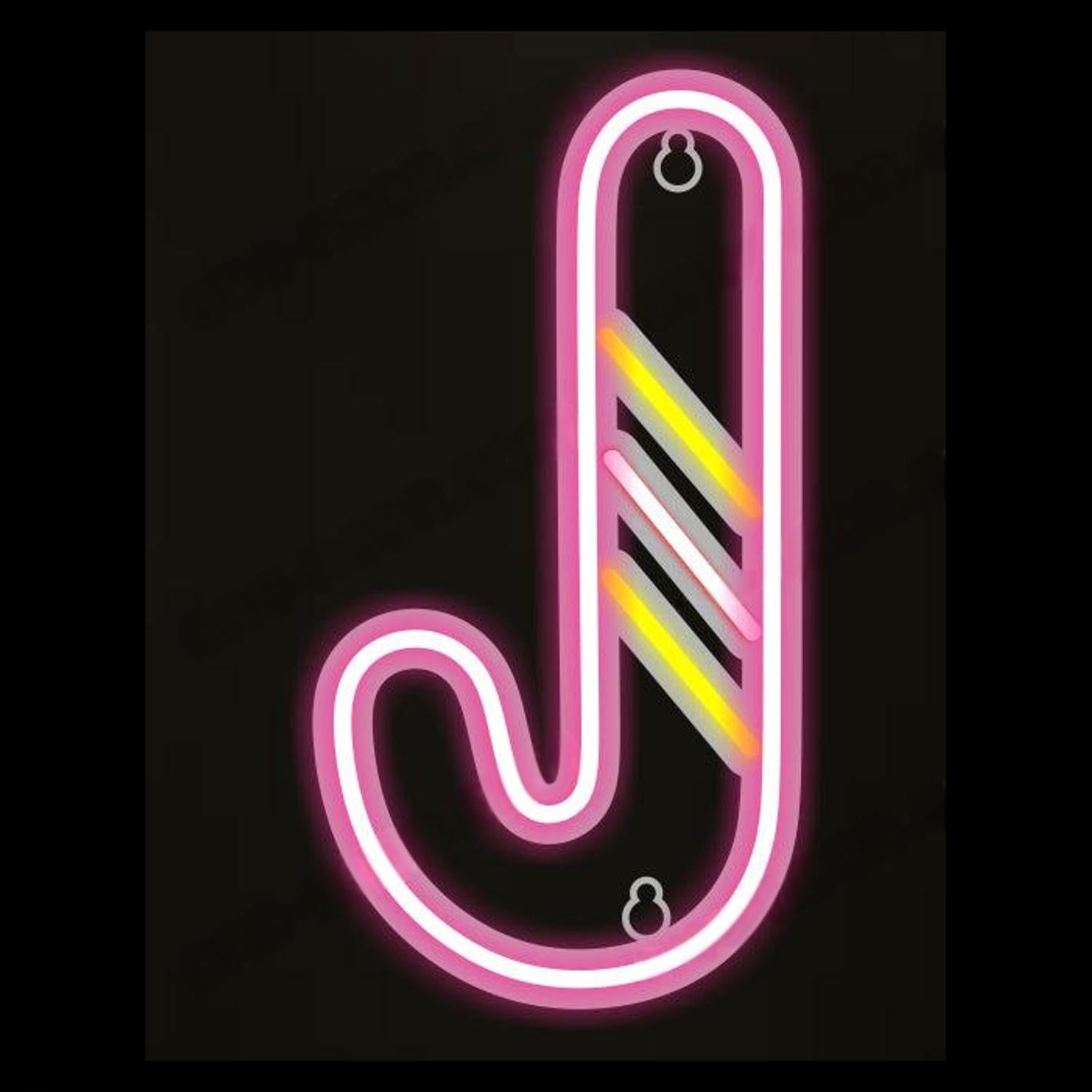 Candy Canes J-Shaped Pink Multicolor Led Neon Sign Tabletop Indoor Decor | Shineneon