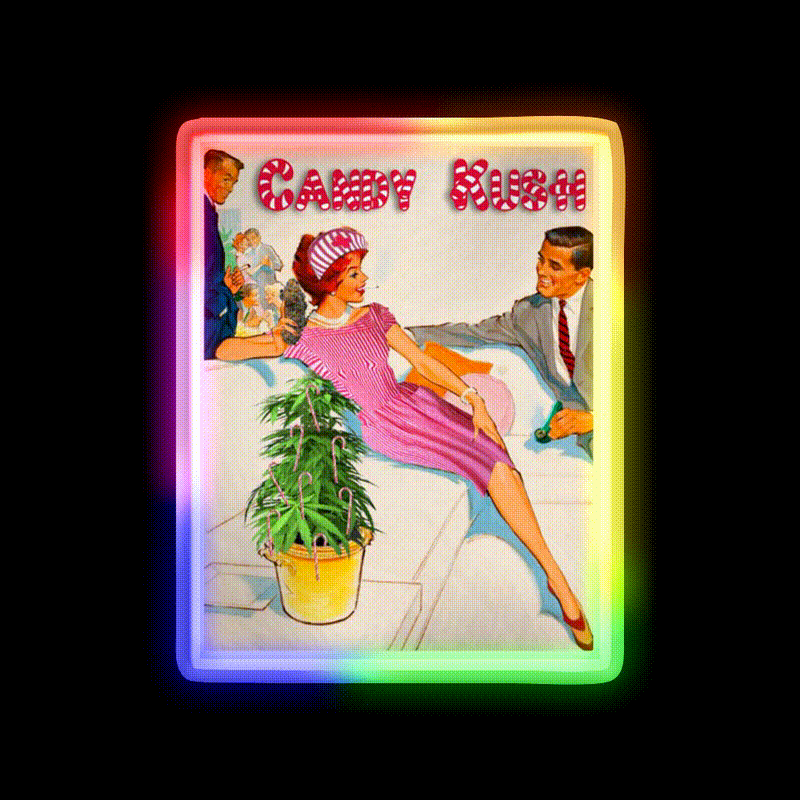 Candy Kush Hemp Inspired Green Leaf Led Neon Sign Rgb Color - LED neon sign close-up detail