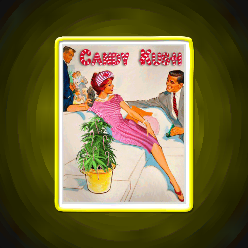 Candy Kush Hemp Inspired Green Leaf Led Neon Sign Rgb Color - Custom LED neon sign front view