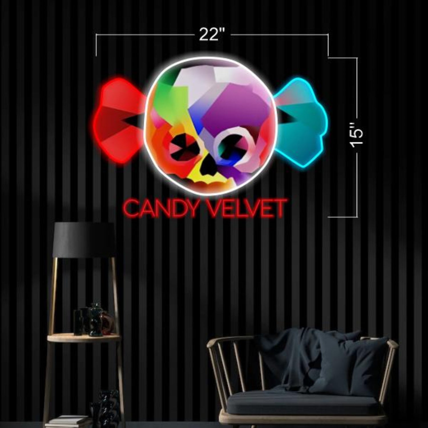 Candy Velvet Multicolor Cartoon Skull Bowtie Led Neon Sign For Bar Home Decor | Shineneon