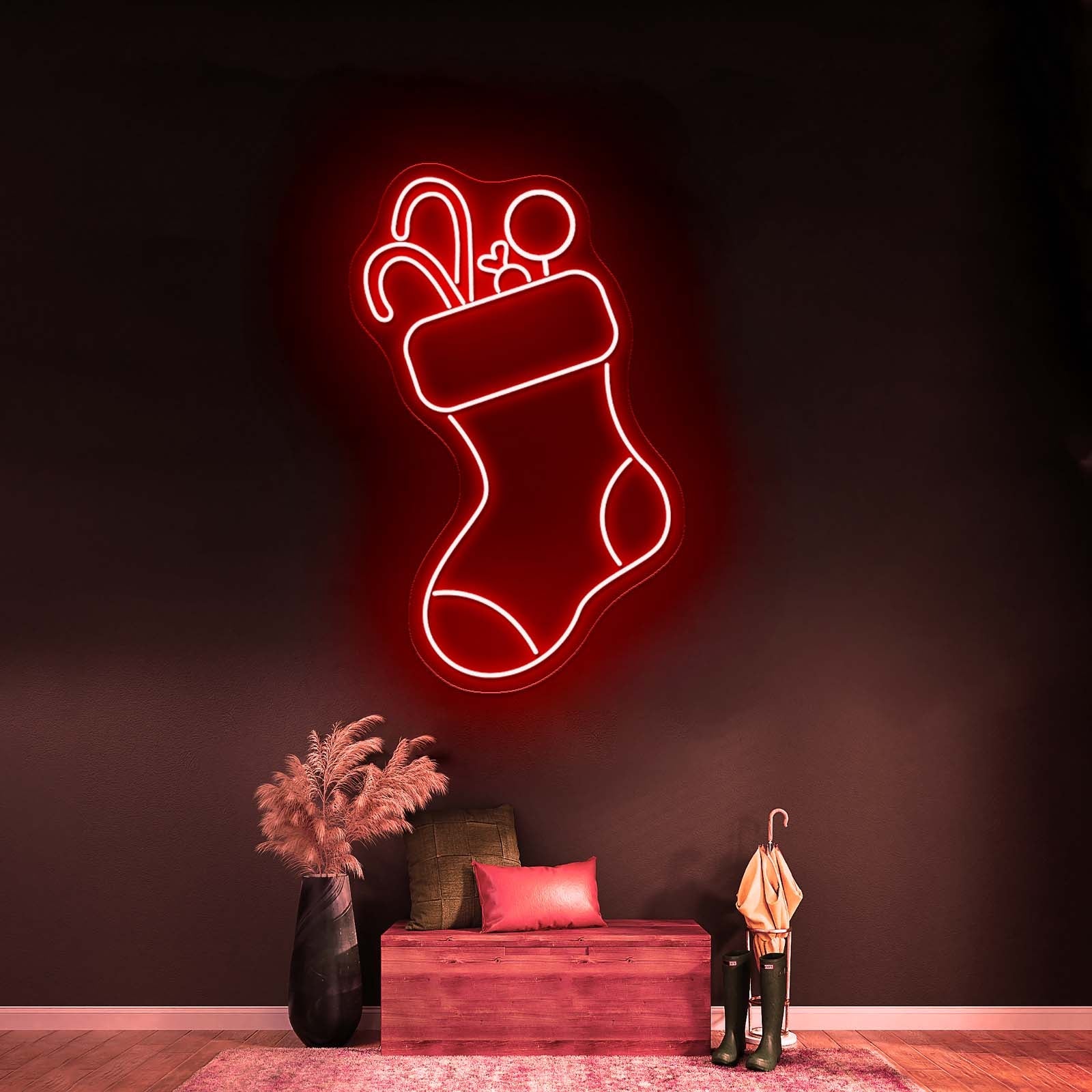 Candy With Christmas Sock Merry Christmas Neon Signs - Shineneon