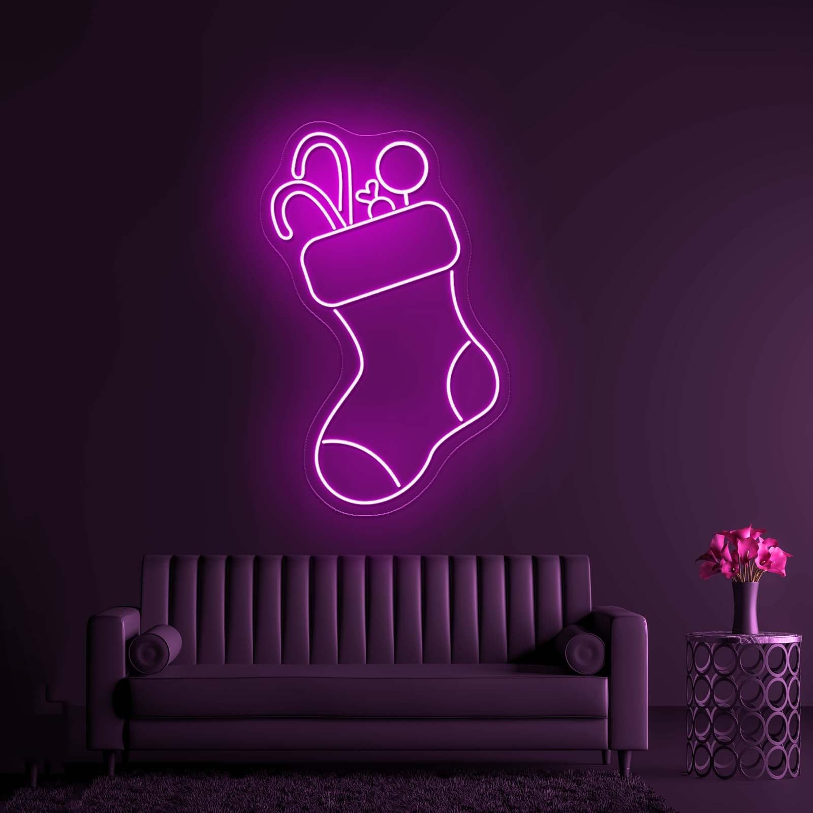 Candy With Christmas Sock Merry Christmas Neon Signs - Shineneon