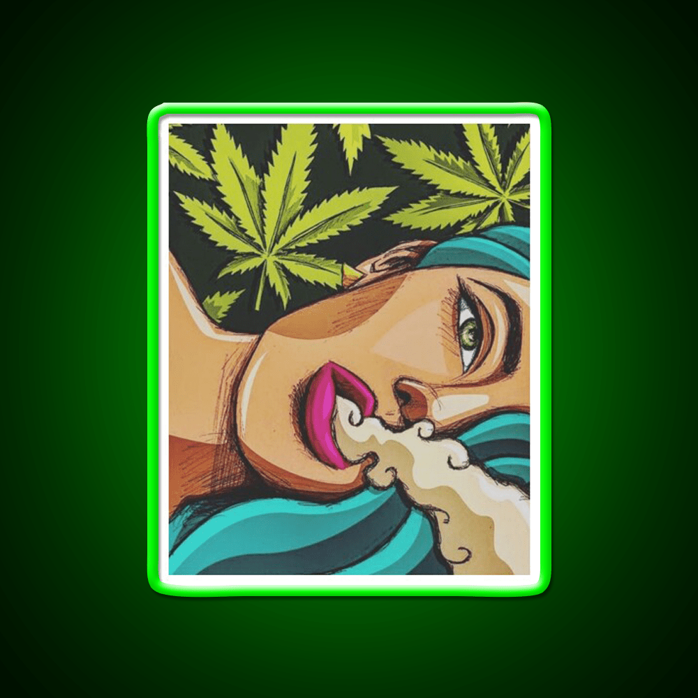 Canna Girl Hemp Inspired Green Leaf Led Neon Sign Rgb Color - Shineneon