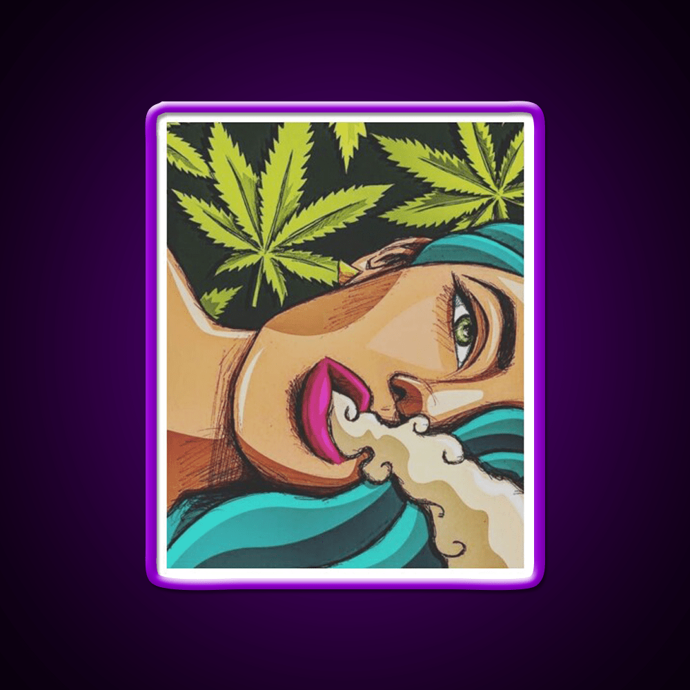 Canna Girl Hemp Inspired Green Leaf Led Neon Sign Rgb Color - Shineneon