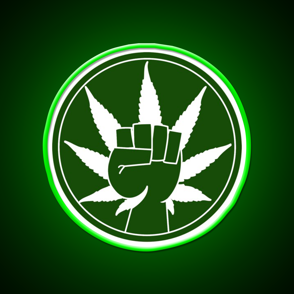 Canna Power Hemp Inspired Green Leaf Led Neon Sign Rgb Color - LED neon sign view 8