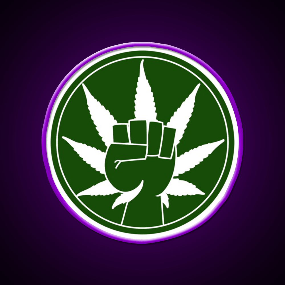 Canna Power Hemp Inspired Green Leaf Led Neon Sign Rgb Color - Shineneon
