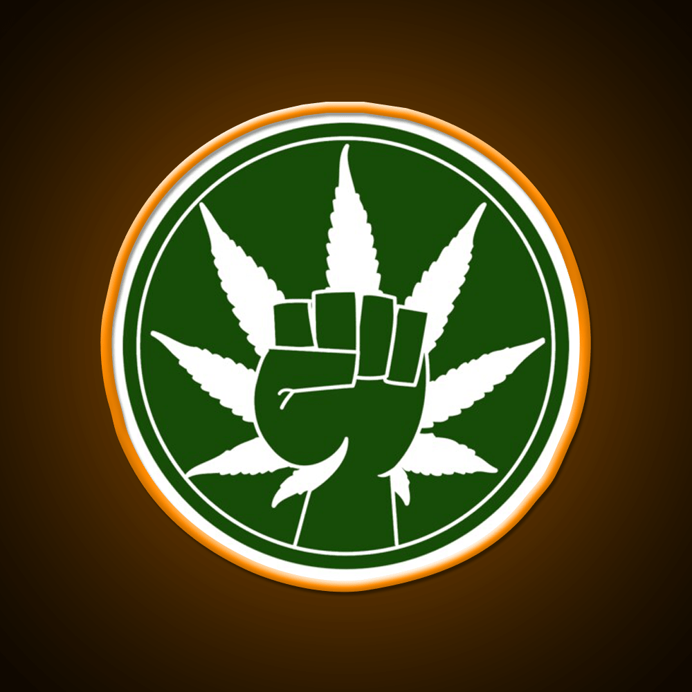 Canna Power Hemp Inspired Green Leaf Led Neon Sign Rgb Color - Shineneon