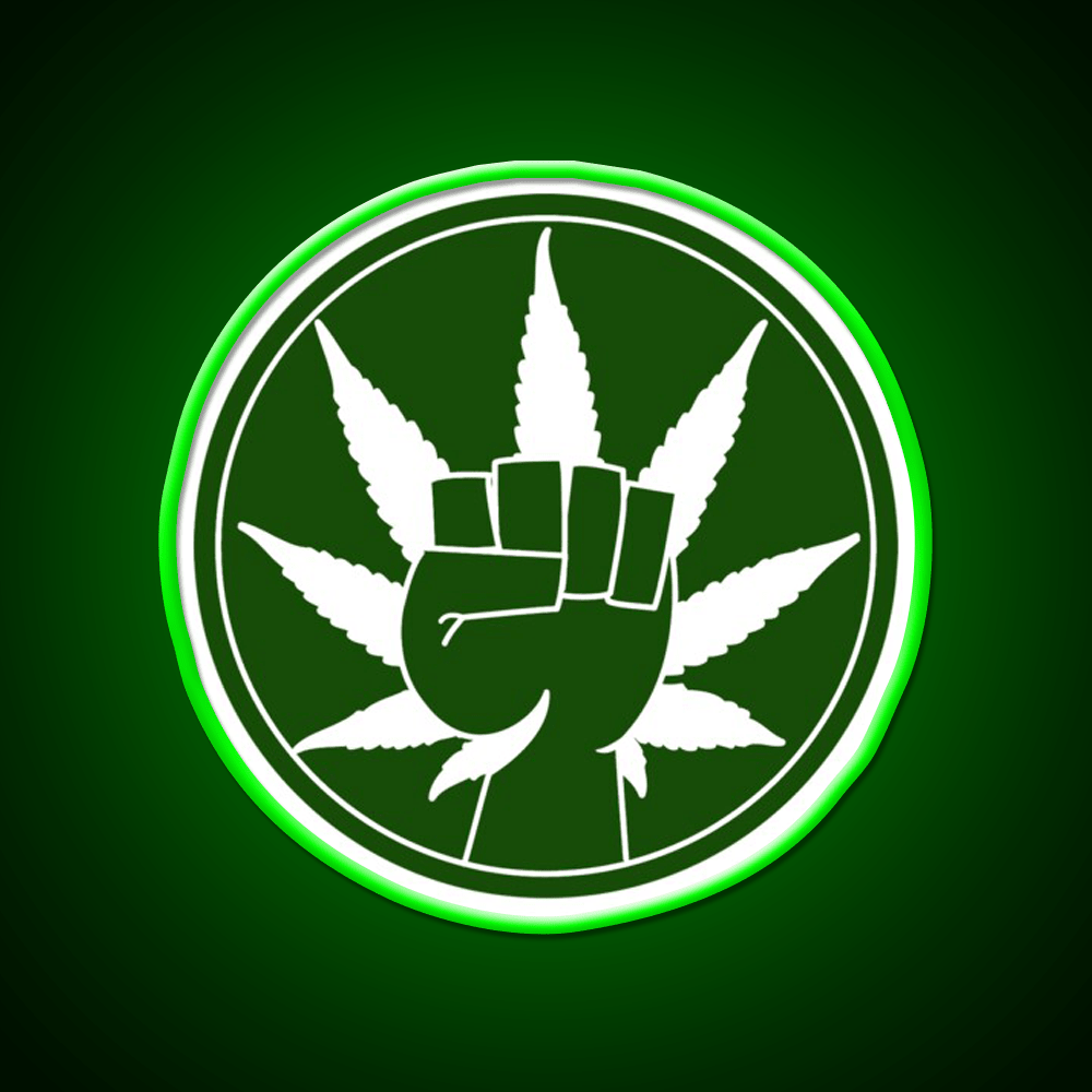 Canna Power Hemp Inspired Green Leaf Led Neon Sign Rgb Color - Shineneon